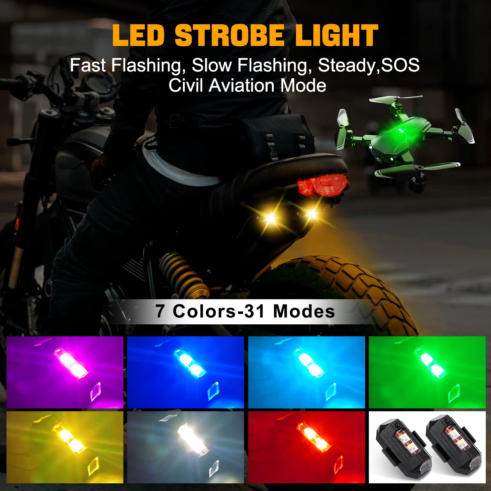 Drone Led Light - Luci per moto Drone Luce stroboscopica